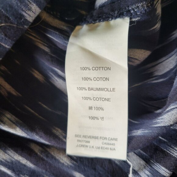 J. Crew Women Cotton Navy & White Ikat Professional Button-Up Shirt Size 8 - Picture 6 of 9